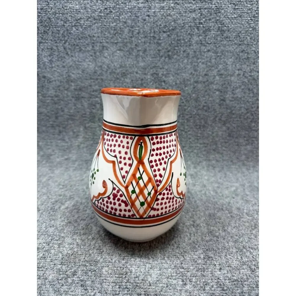 Vintage Tunisian Hand Painted Porcelain Pitcher Tunart Dishwasher Safe